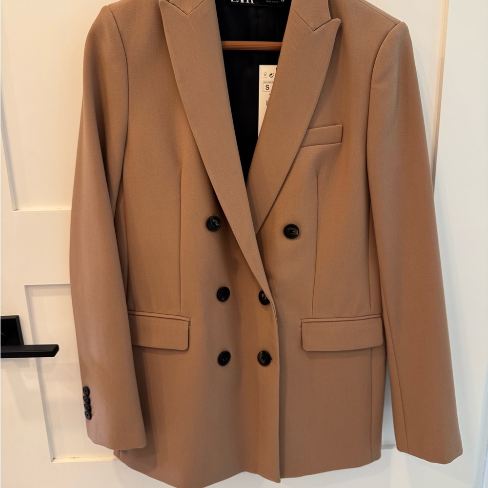 Tan Double-Breasted Blazer